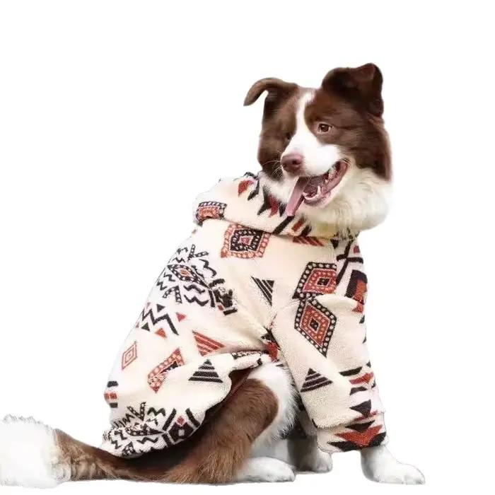 Manteau à capuche en polyestère pour chiens de taille moyenne et grande, vêtement thermique rétro pour automne et hiver, cadeau pour border collie, doberman, labrador, rottweiler