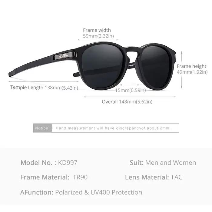 KDEAM 2026 Lunettes de soleil polarisées rondes classiques TR90 Lunettes de soleil de sport décontra