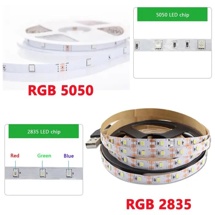 DC 5V USB LED bandes 2835 5050 blanc chaud blanc RGB Tira LED bande TV fond éclairage bande décor à