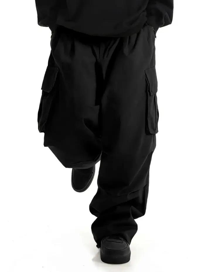 Pantalons de travail pour hommes grande taille, jambes larges, style streetwear, pantalons cargo ten