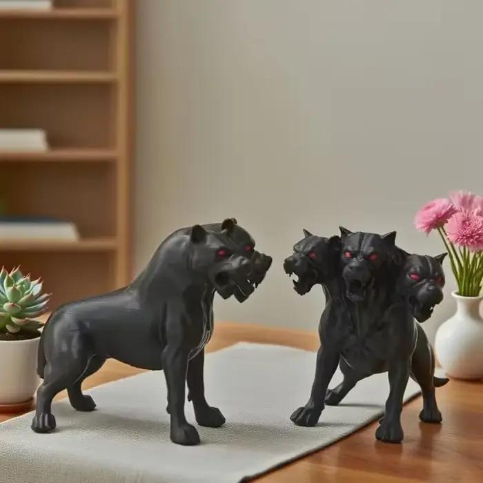 Statue de chien à trois têtes de Style gothique