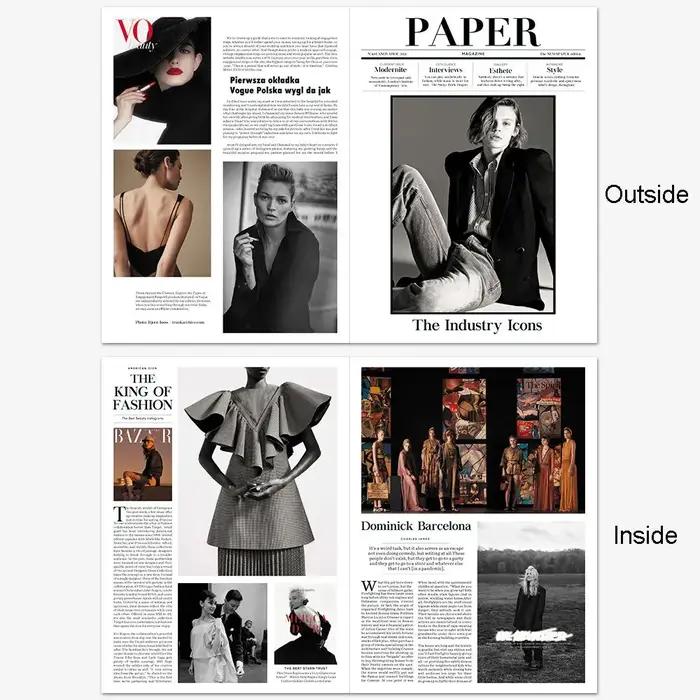 Affiche multifonctionnelle style journal anglais rétro accessoires photo magazines ornement maison occasions spéciales saphir profond jaune fluo