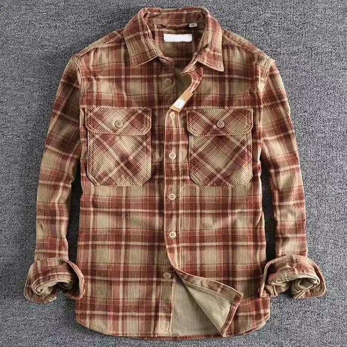 Chemise à manches longues à carreaux pour hommes