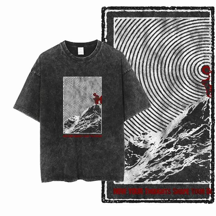ZF STREETWEAR imprimé coton lavé à l'acide graphique exclusif unisexe t-shirt Cool Vintage rétro hommes t-shirts grande