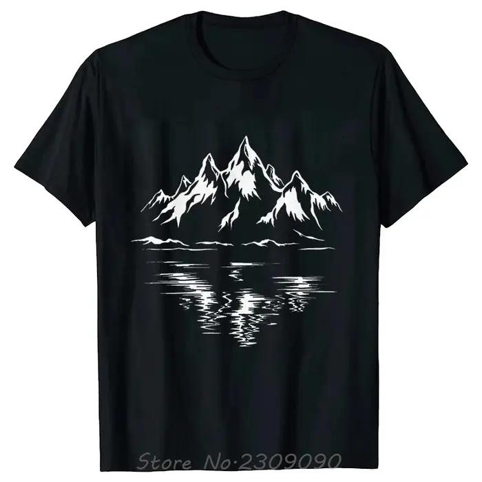 Montagne impression hommes T-shirt été en plein air confortable dessus respirants t-shirts mode coto