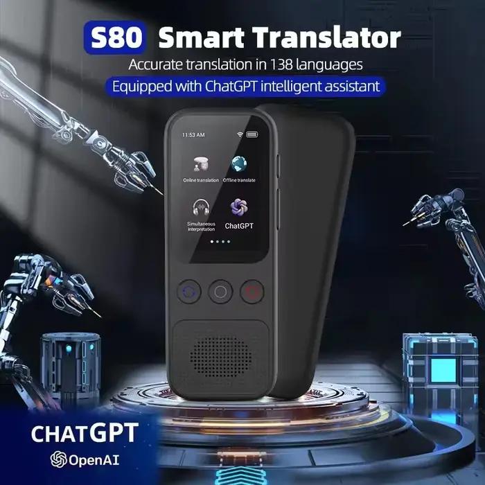 Traducteur audio S80 portable 138 langues - Traduction vocale photo temps réel hors ligne