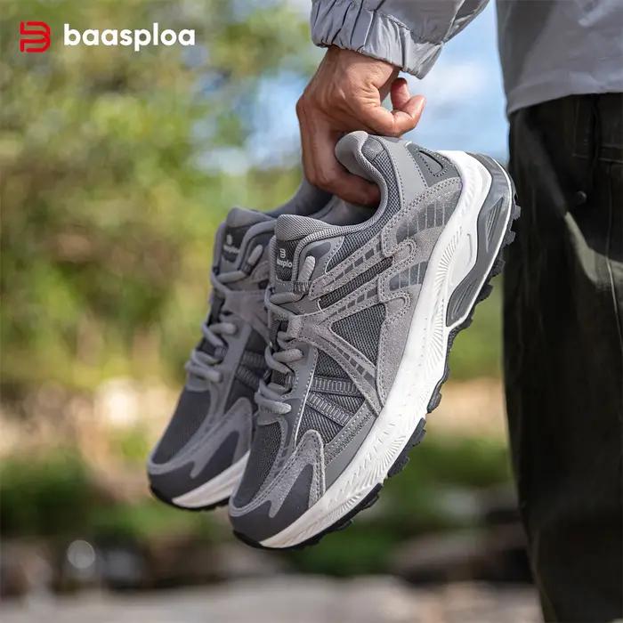 Baasploa-Chaussures de course décontractées légères et respirantes pour hommes, baskets de sport vin