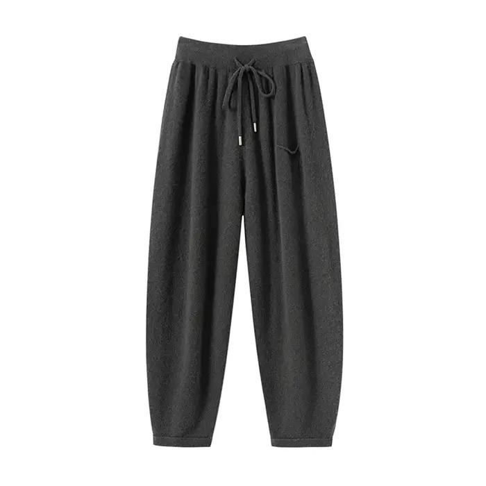 2025 automne hiver femmes 100% cachemire pantalons longs doux confortable taille haute tricoté pantalon dame
