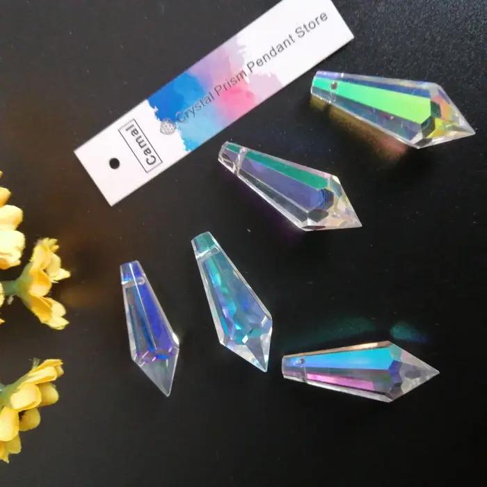 Camal 10 pièces 38mm/1.49 pouces arc-en-ciel AB couleur cristal glaçon goutte pendentif prismes pièc
