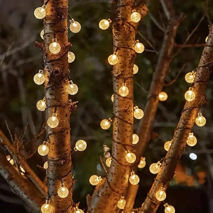 Guirlande solaire Globe en cristal IP65, 39 pieds, 100 LED, 8 Modes d'éclairage, lumières extérieure