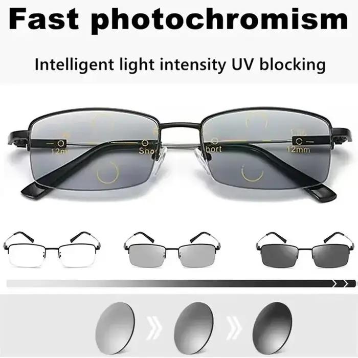 Clara Vida-Lunettes de lecture photochromiques progressives pour hommes et femmes, alliage de titane