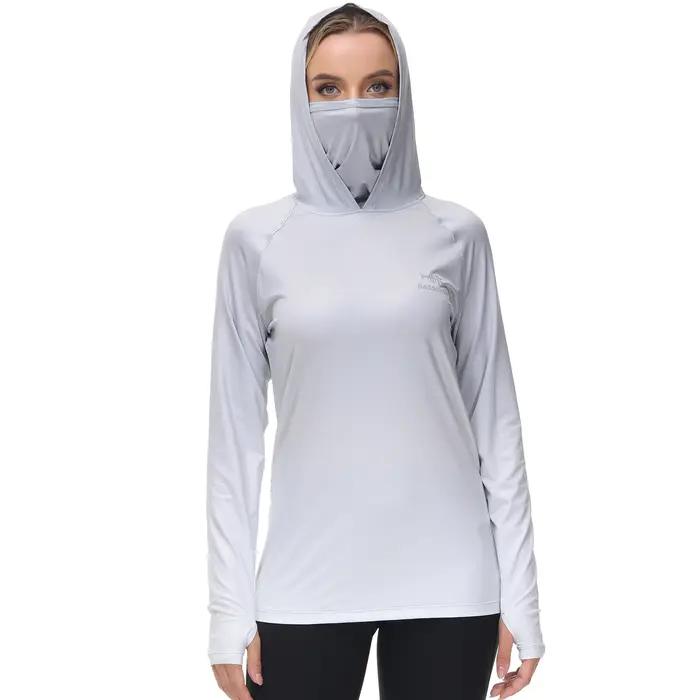 Bassdash – sweat à capuche de pêche pour femmes, chemise avec masque facial, trous de pouce, randonn