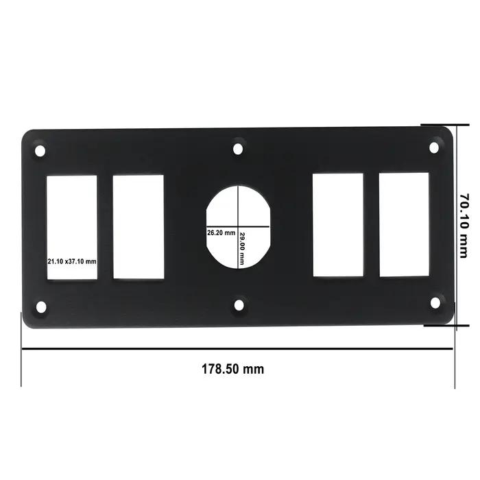 Panneau d'interrupteurs à bascule en aluminium, prise USB, prise de voltmètre, affleurement rapide,