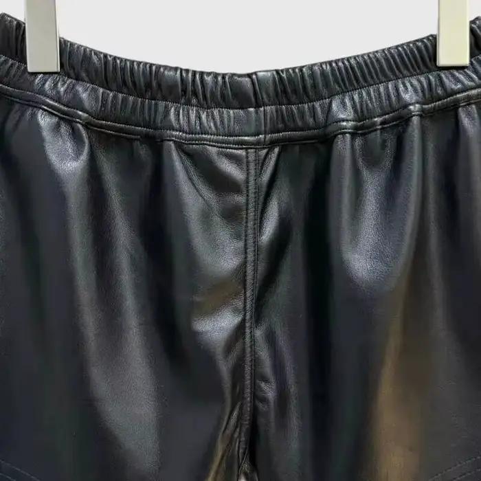 HKSH été nouvelles femmes Style foncé Shorts en cuir PU cordon taille élastique mode Punk Streetwear