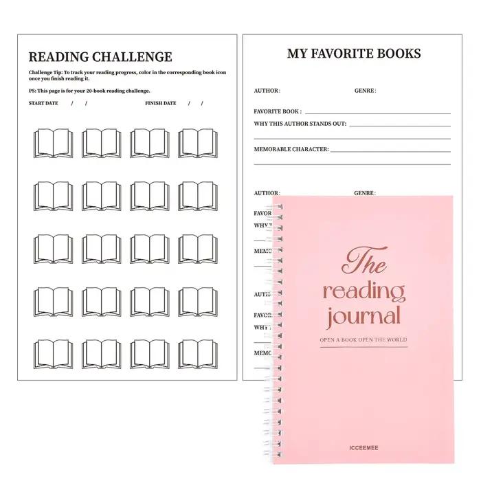 Journal de lecture de 112 pages avec pages de commentaires intégrées, conception de planification pour les passionnés de lecture, les étudiants et les enseignants