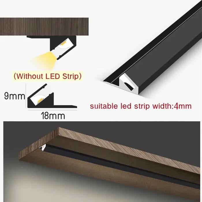 Profilé linéaire en aluminium LED monté en Surface, faisceau Oblique, diffuseur Invisible, couche d'