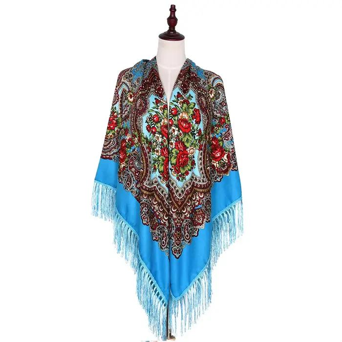 Foulard Russe de Luxe à Imprimé Floral pour Femme