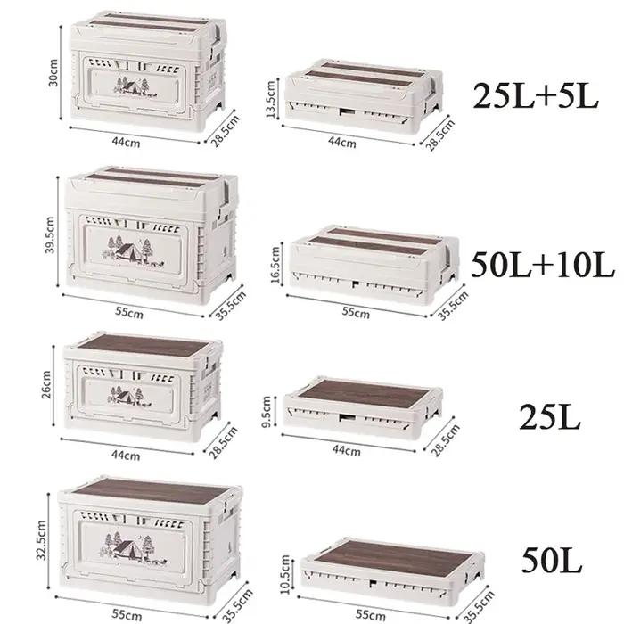 60L boîte camping naturel de grande capacité boîte de rangement pliante domestique 50L 30L 25L table