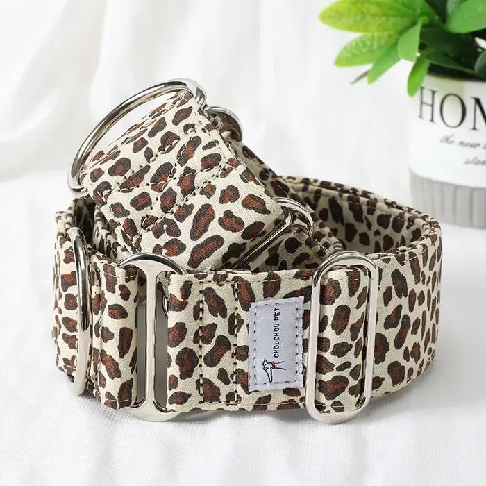 Collier de chien large réglable en coton à motifs