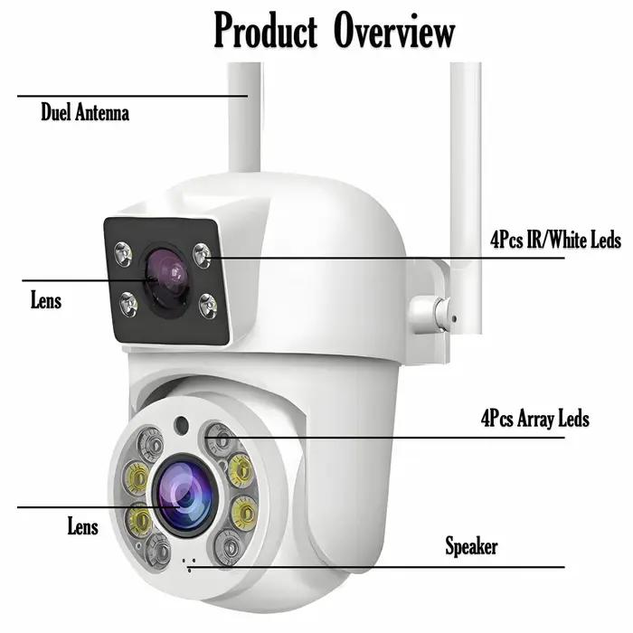 Caméra IP Tuya 8MP double objectif - vision nocturne couleur PTZ pour surveillance extérieure chasse