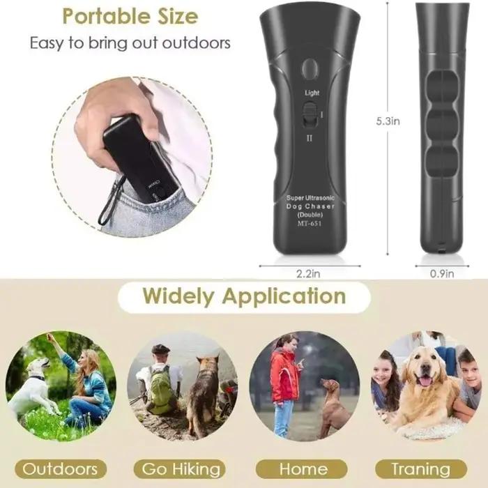 Dispositif de contrôle des aboiements 3 en 1 avec lampe de poche LED