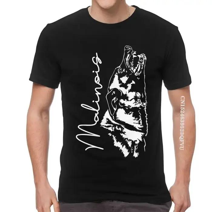 T-shirt Malinois Belge pour Homme, Vêtement en Coton avec Portrait de Chien