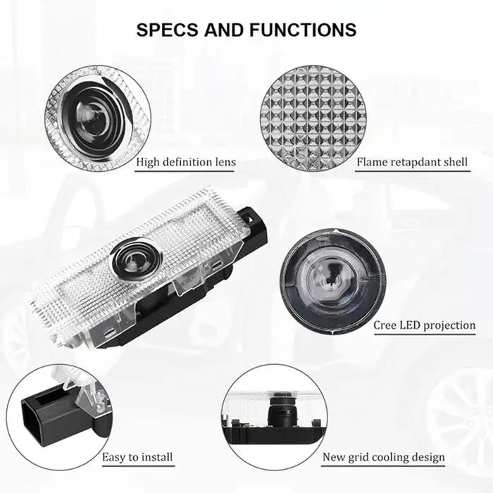 2 pièces Led porte de voiture ouverture avertissement bienvenue lumière projecteur emblème décoratio