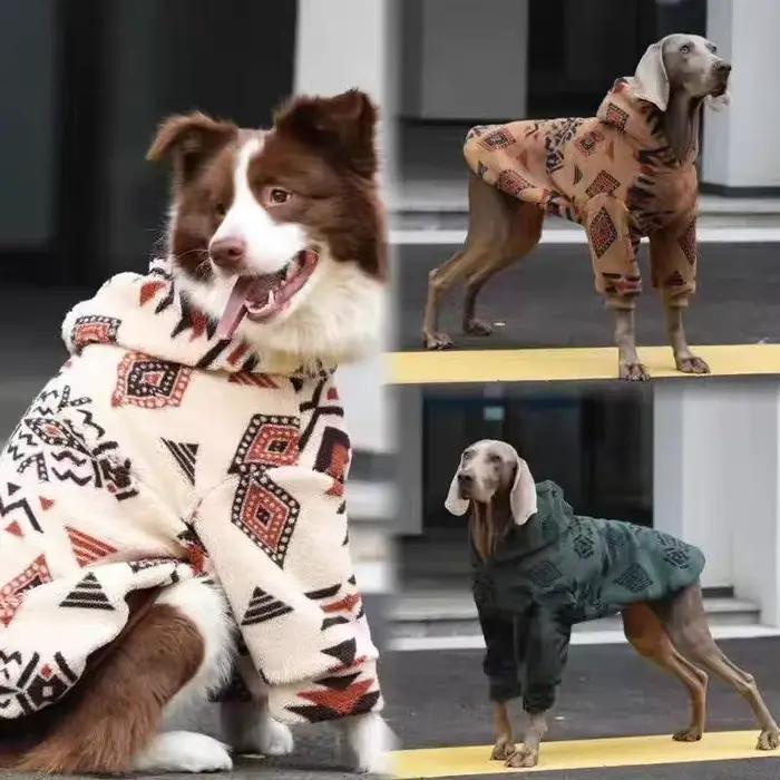 Manteau à capuche en polyestère pour chiens de taille moyenne et grande, vêtement thermique rétro pour automne et hiver, cadeau pour border collie, doberman, labrador, rottweiler
