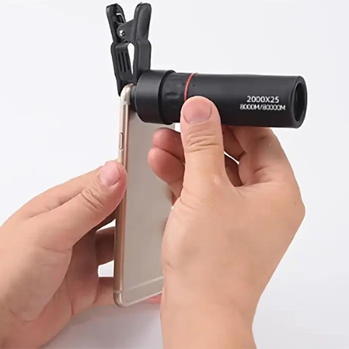 Monoculaire HD 2000x25 mini portable - Télescope mobile phone pour camping chasse observation oiseaux