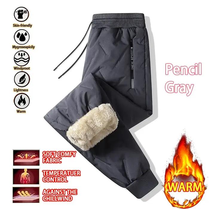 Hiver hommes peluche épais polaire imperméable pantalons de survêtement coupe-vent