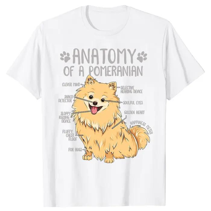 T-Shirt à Manches Courtes en Coton pour Homme, Streetwear Graphique, Style FN anian Dog Pom Anatomy,