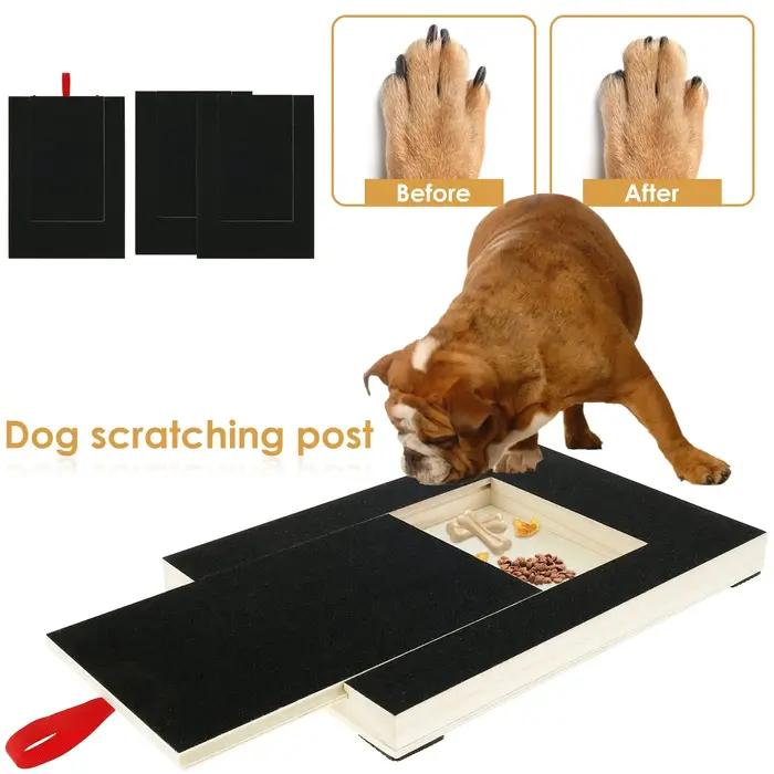 Planche à gratter pour ongles de chien avec boîte de friandises intégrée, tampon de meulage pour chiots en bois, lime à ongles pour chien, planche à papier de verre pour chiens de petite et moyenne taille occasions spéciales