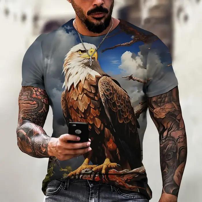 American Eagle graphiques T-Shirt pour hommes impression 3D t-shirts animaux Camisetas motif à manches courtes hauts