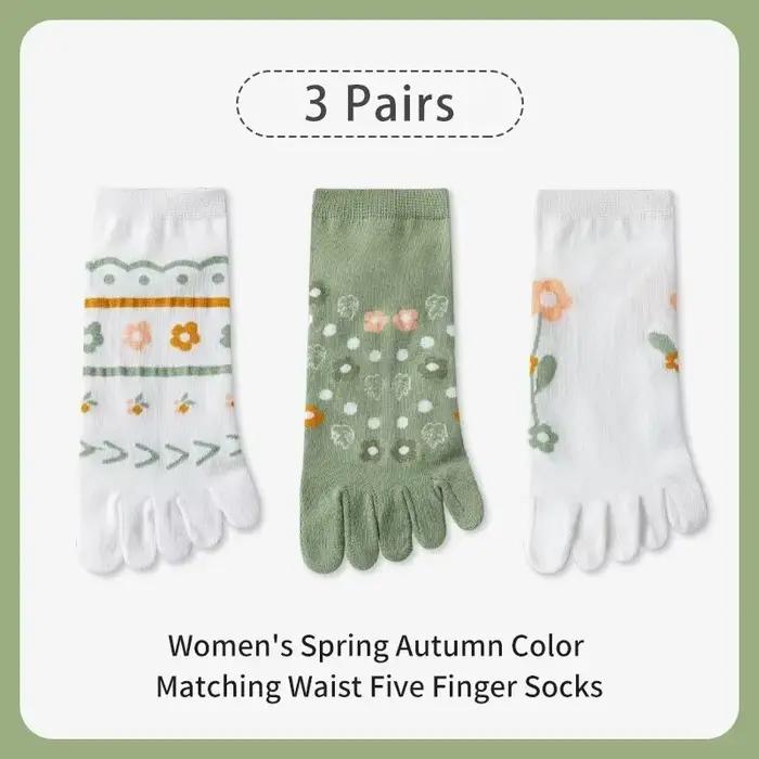 3 paires de chaussettes confortables à cinq doigts pour femmes