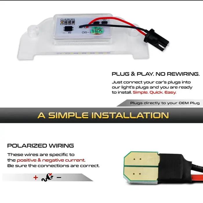 Jeu d'éclairage de plaque d'immatriculation LED SMD blanc pur, 2 pièces, LH + RH pour 05-14 Chrysler