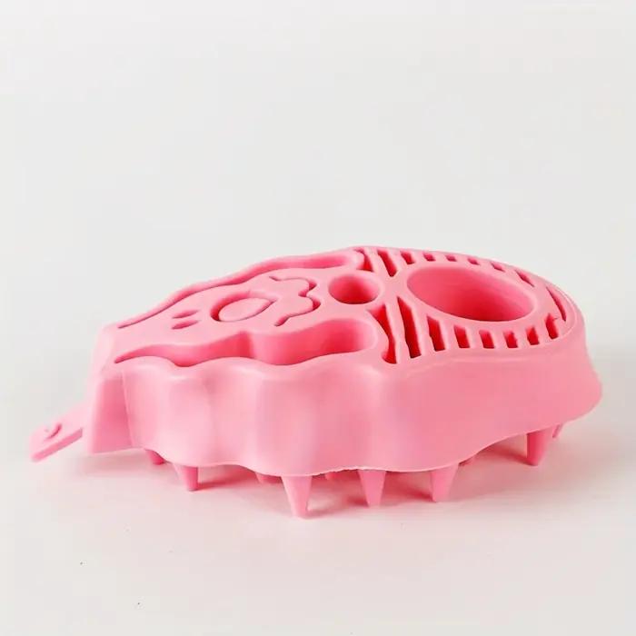 Brosse de toilettage en silicone rose pour chiens et chats grande taille pour le toilettage et le massage des animaux de compagnie