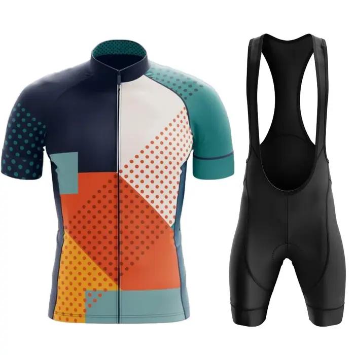 Maillot de cyclisme professionnel ensemble printemps automne polyester lycra manches courtes coussin gel confortable pour hommes sorties randonnées courses