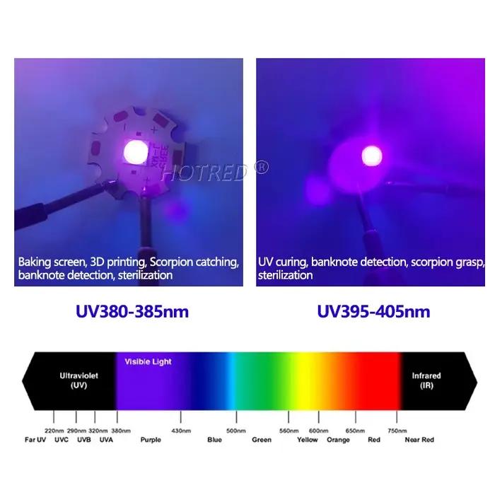 10W UV LED 5050 XMLLT6 XMLL2 LG puce violet 3-3.7V 385nm 395nm 400nm puce perle Diode lampe de poche