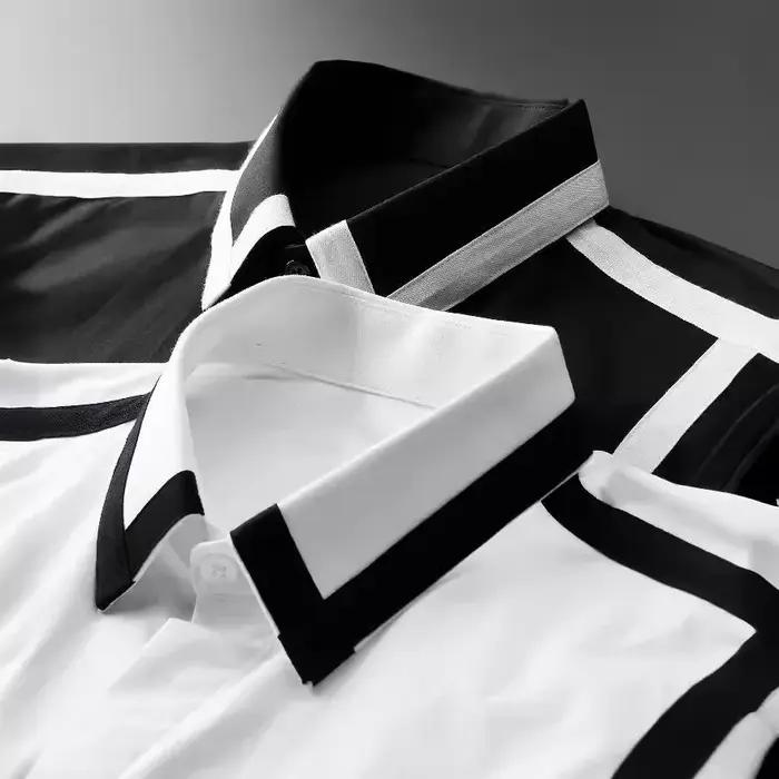 Chemise décontractée homme en polyester coton patchwork pour banquets et affaires occassions spéciales