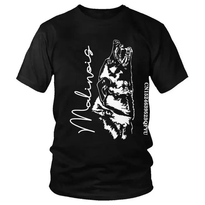 T-shirt Malinois Belge pour Homme, Vêtement en Coton avec Portrait de Chien