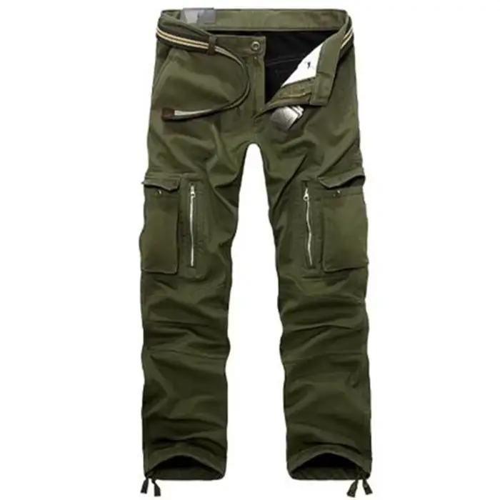 Pantalon cargo hiver polaire épais chaud multi-poches tactique militaire grande taille 28-44