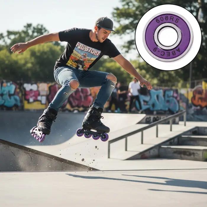 8 pièces/ensemble Roulements Abec 9 haute vitesse 608RS double face anti-poussière 8 mm pour skatebo