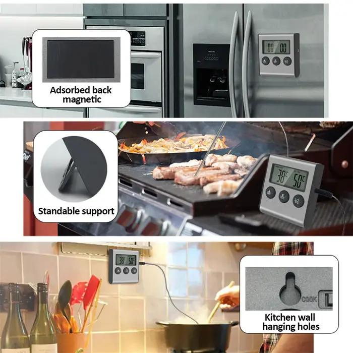 Thermomètre de cuisine numérique, four à barbecue, gril à viande, fonction minuterie, compteur de ch
