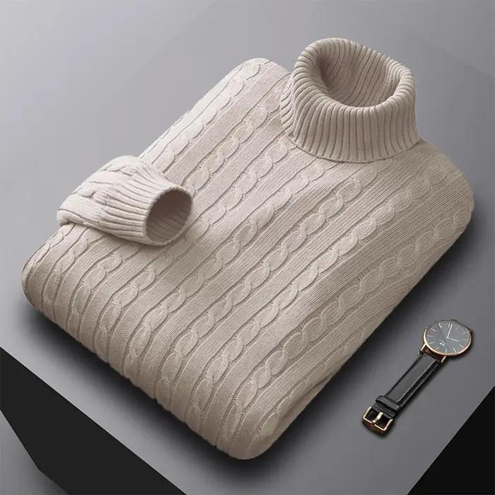 Pull à col roulé monochrome pour hommes