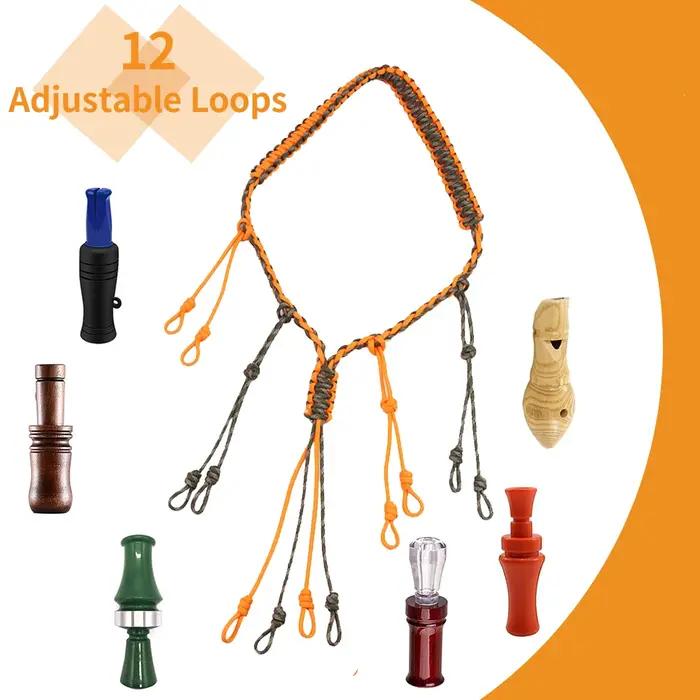 Lanière d'appel de canard 12 boucles amovibles - Tressée main pour appeaux - Accessoire de chasse aux oies