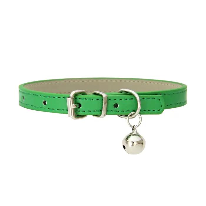Collier en cuir PU avec cloches pour chien et chat