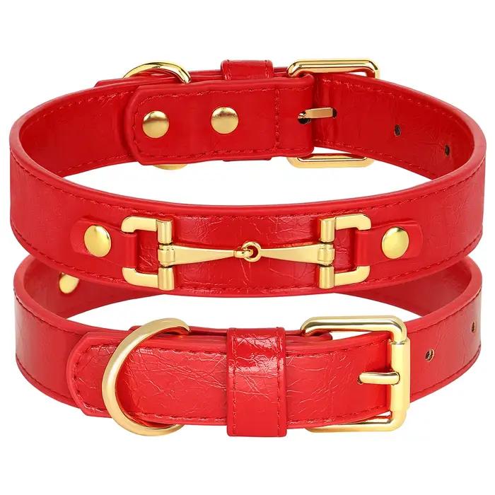 Collier en cuir véritable pour animaux de compagnie, accessoires en métal, petits et moyens chiens, bouledogue français, mode
