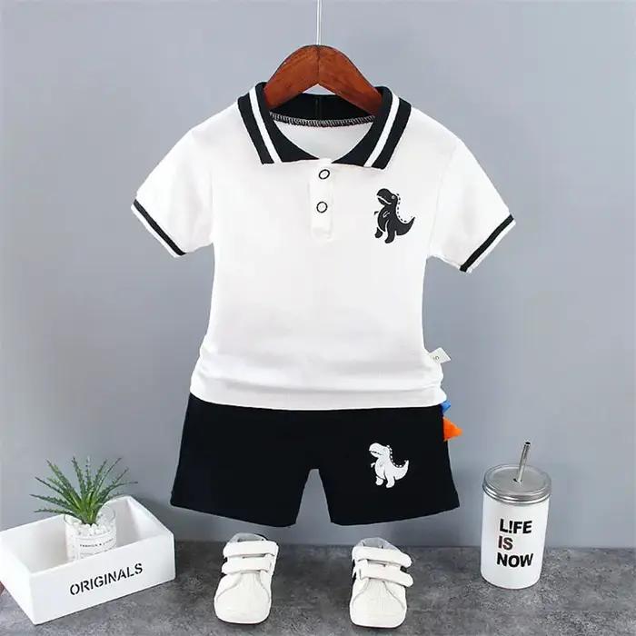 Ensemble d'été pour bébé garçon, t-shirt et short tricotés, animaux de compagnie, sportifs, blanc, gris, noir, pour garçons 4-6 ans, occasions spéciales