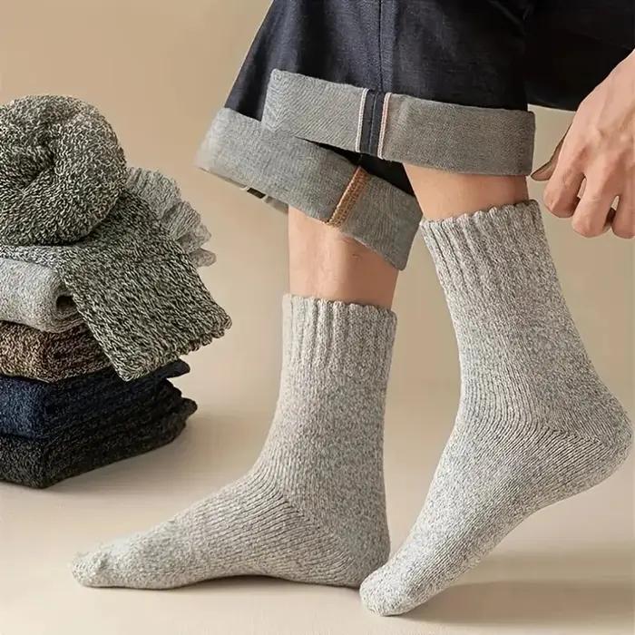 Chaussettes homme laine unies vintage épaisses chaudes mi-longues antifroid hiver - 5/10 paires