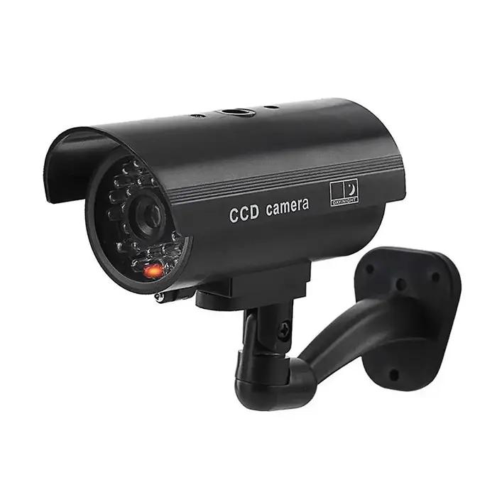 Caméra de sécurité factice avec lumière clignotante rouge LED pour extérieur intérieur résistante à la pluie rechargeable design moderne pour maison jardin magasin occasions spéciales